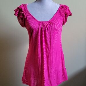 Anthropologie Testament Pink Ruffled Sleeve Women's Top